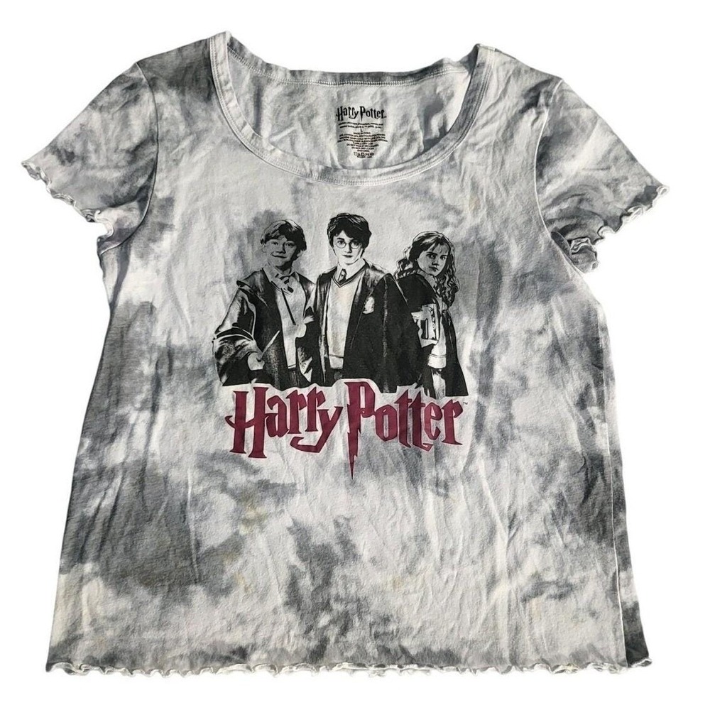 Harry Potter Graphic T-Shirt Tie‎ Dye Top Novelty Tee Cute Ruffle Trim L